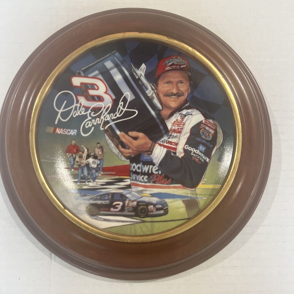 2001 Dale Earnhardt #3 Plate “D-Day!” Hamilton Collection NASCAR with wood fram